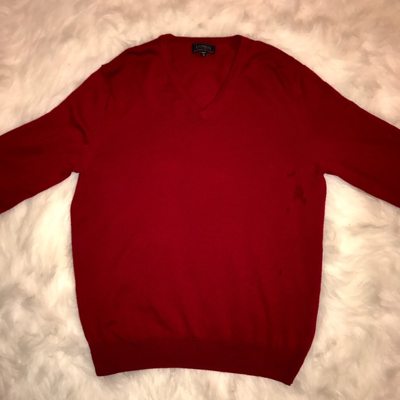 Men's Vneck Red Express Sweater - Picture 3 of 4